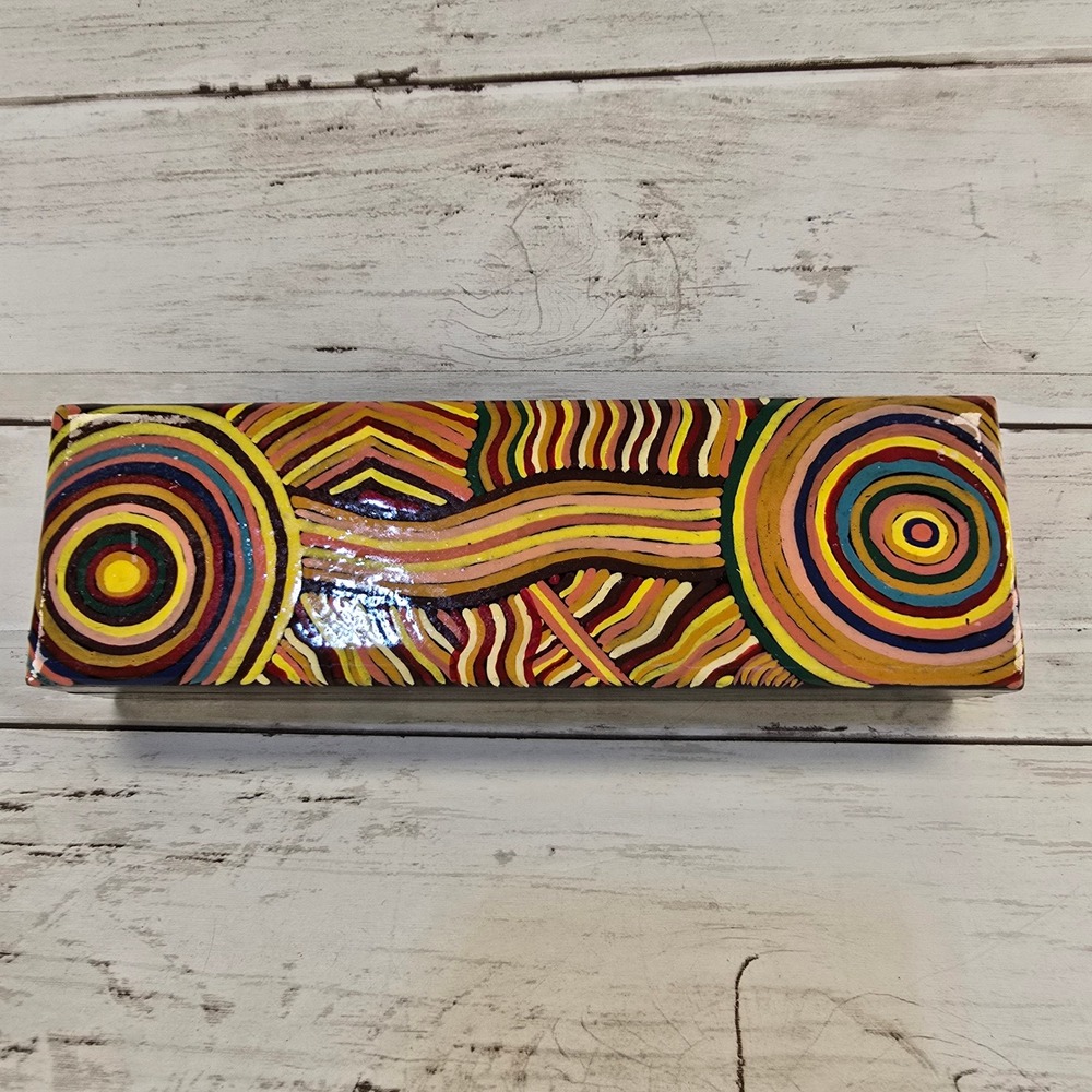 Better World Arts Aboriginal Art Lacquer Box Dianne Robinson Hand Painted Wood